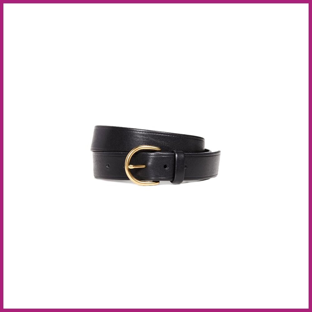 Medium Perfect Leather Belt with Gold-Tone Buckle